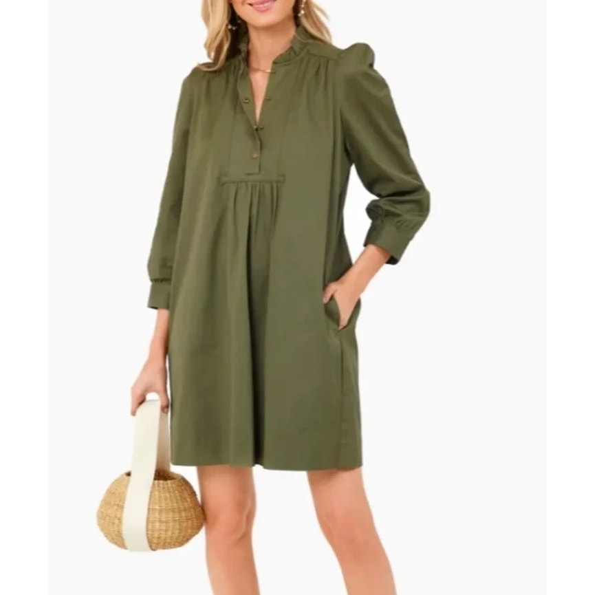 Pomander Place Tuckernuck Claiborne Long Sleeve Tunic Mini Dress Green XL