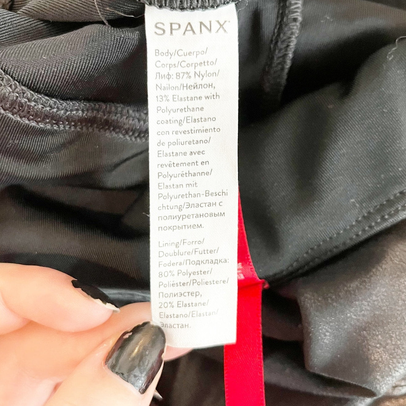 Spanx High Rise Compression Faux Leather Full Length Leggings Black Medium