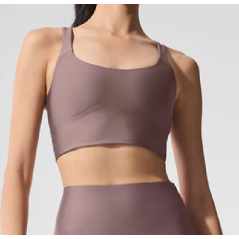 Alo Airlift Sleek Bra Tank Top Mushroom Purple Small