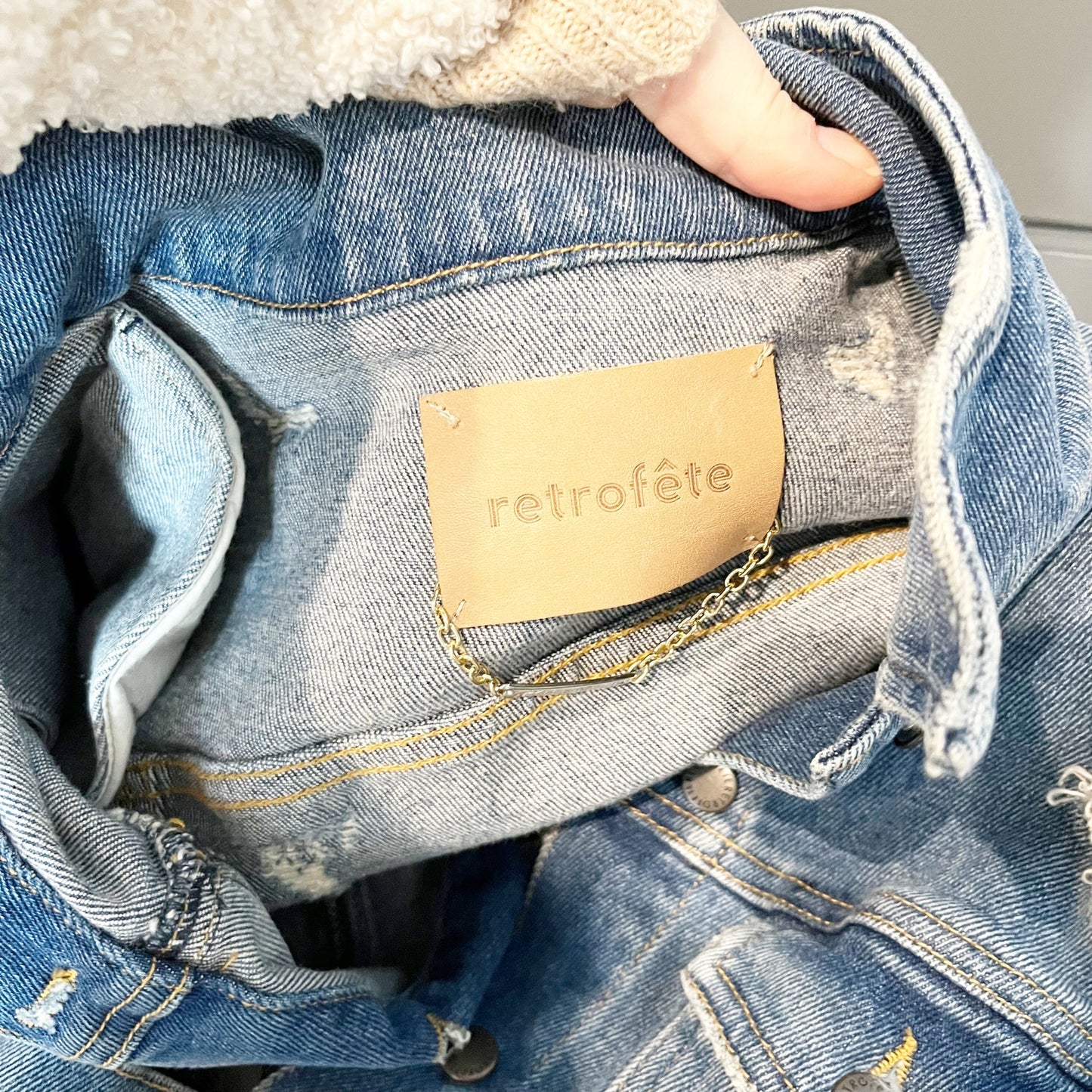 retrofete Ada Puff Sleeve Button-Front Denim Jean Jacket Worn Vintage Blue Small