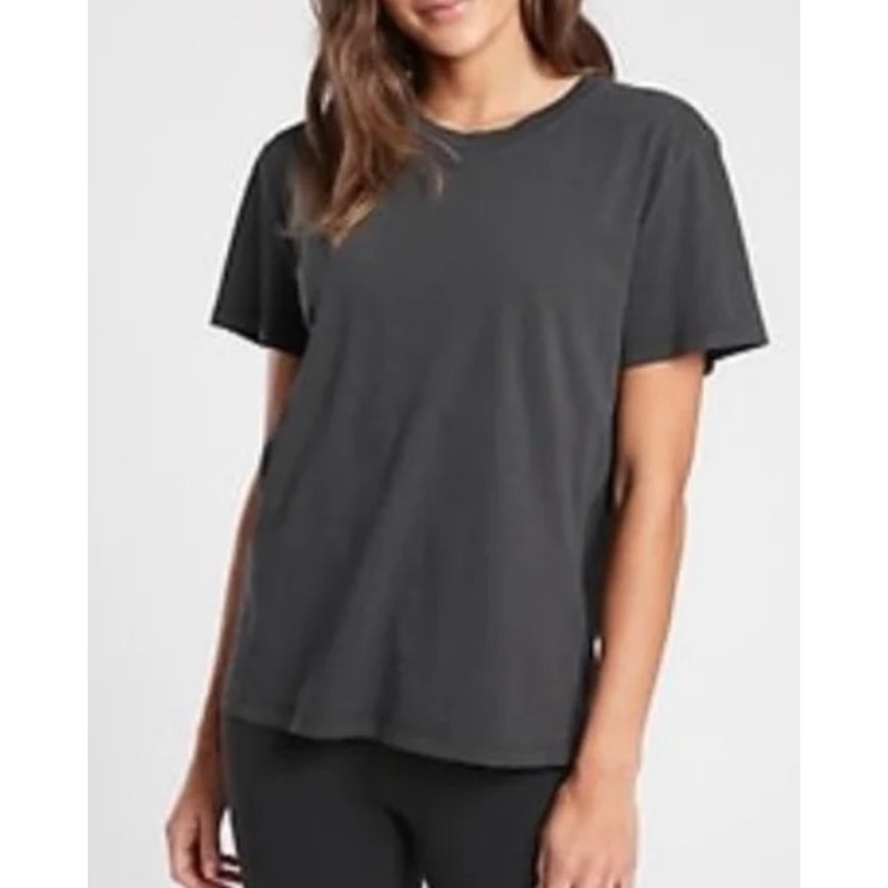 Athleta Organic Daily Relaxed Short Sleeve Crew Neck T-Shirt Black Medium