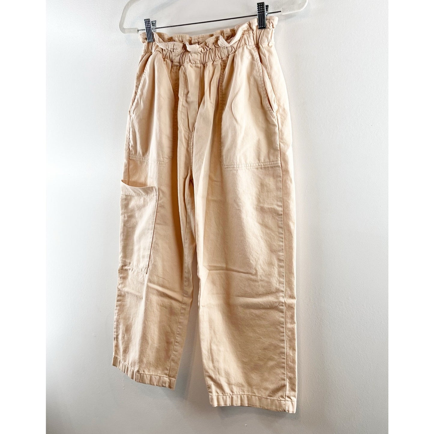 Anthropologie High Rise Paperbag Cropped Utility Pants Tan Khaki XS