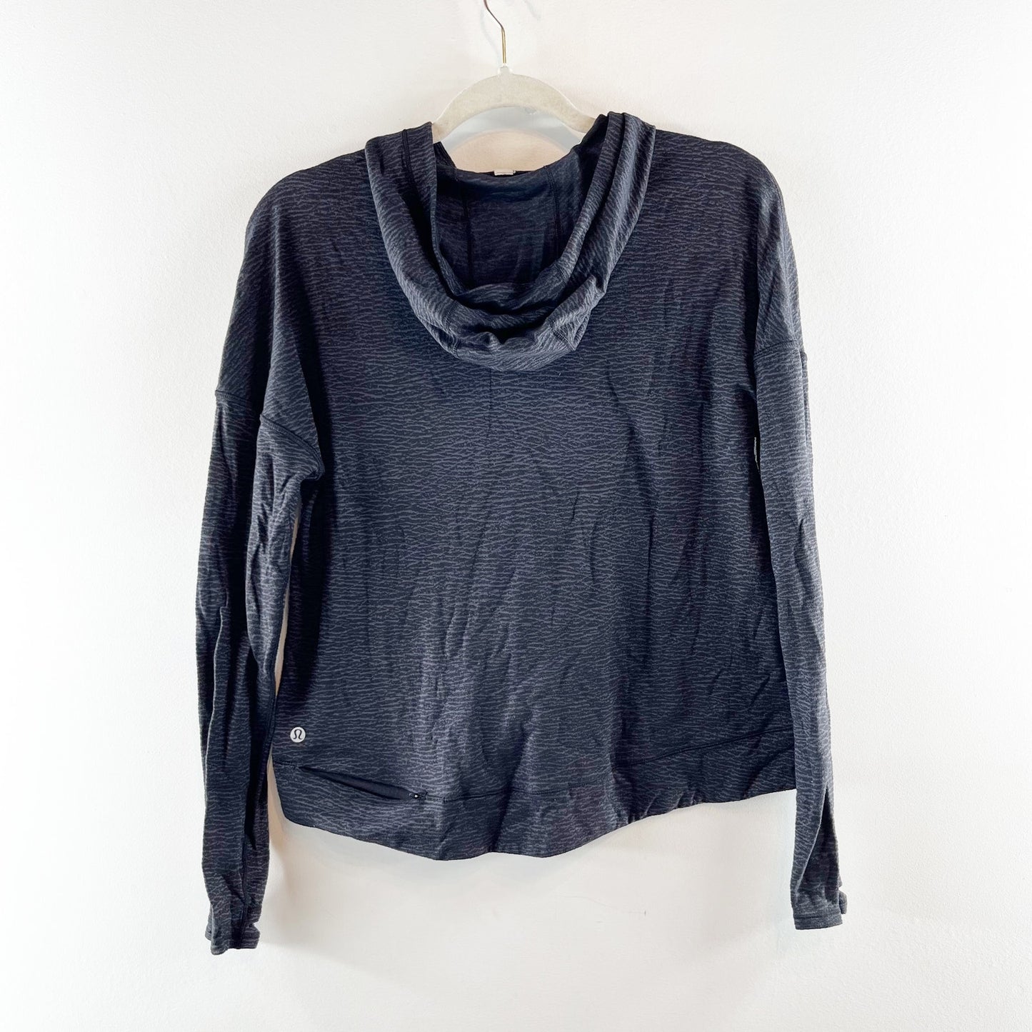 Lululemon Squad Goals Hoodie Sheer Luon Pebble Jacquard V2 Black Blue Tied 6