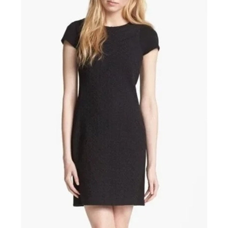 Diane Von Furstenberg Pele Eyelet Lace Mini Shift Dress Black 10