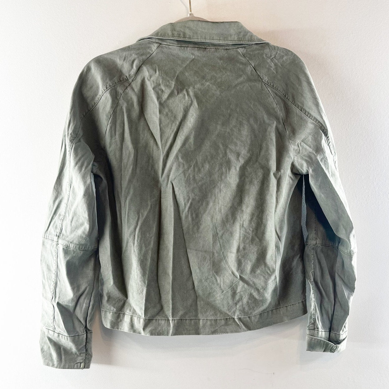 Evereve Full Zip Long Sleeve Utility Camp Jacket Cilantro Green XS