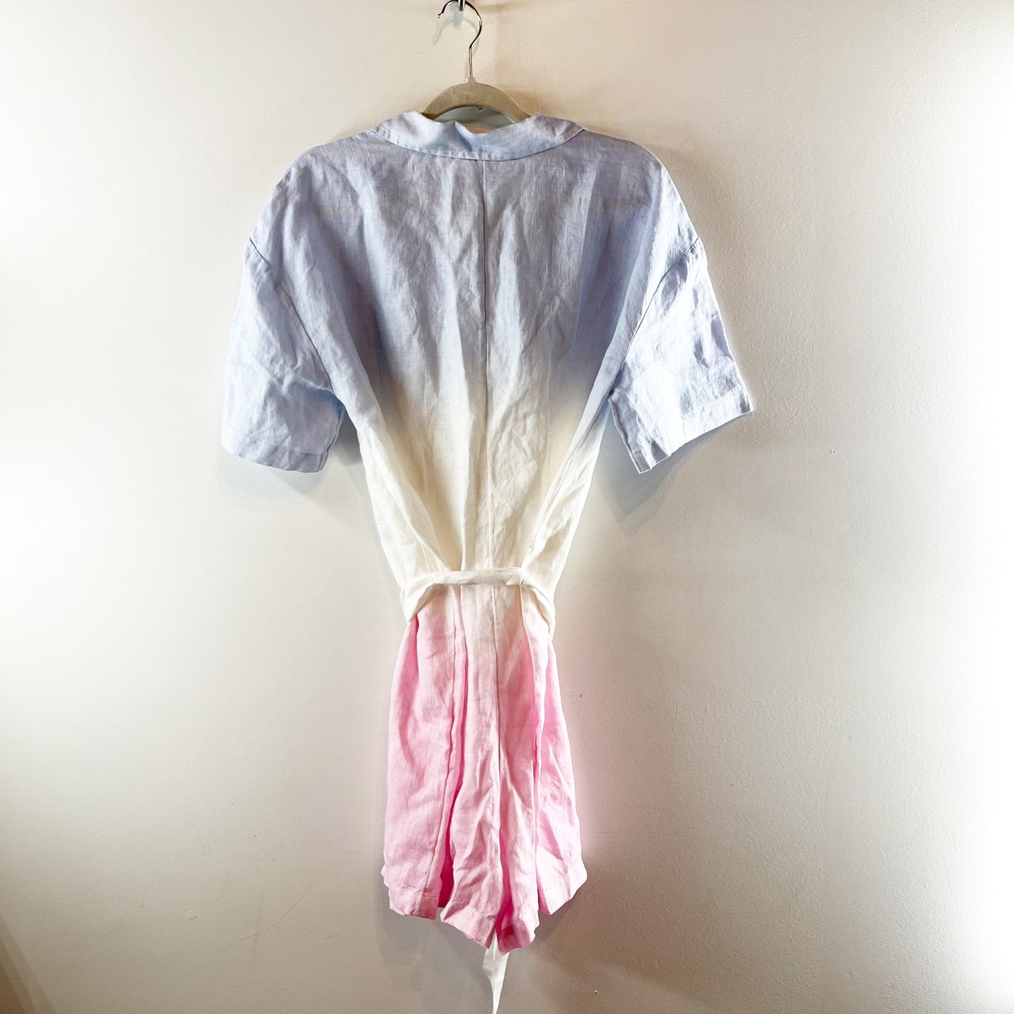 Lilly Pulitzer Dresher Ombre Belted Button Down Romper Blue White Pink 14