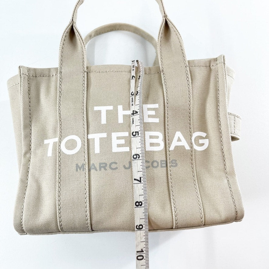 Marc Jacobs The Small Tote Canvas Bag Crossbody Purse Beige Tan