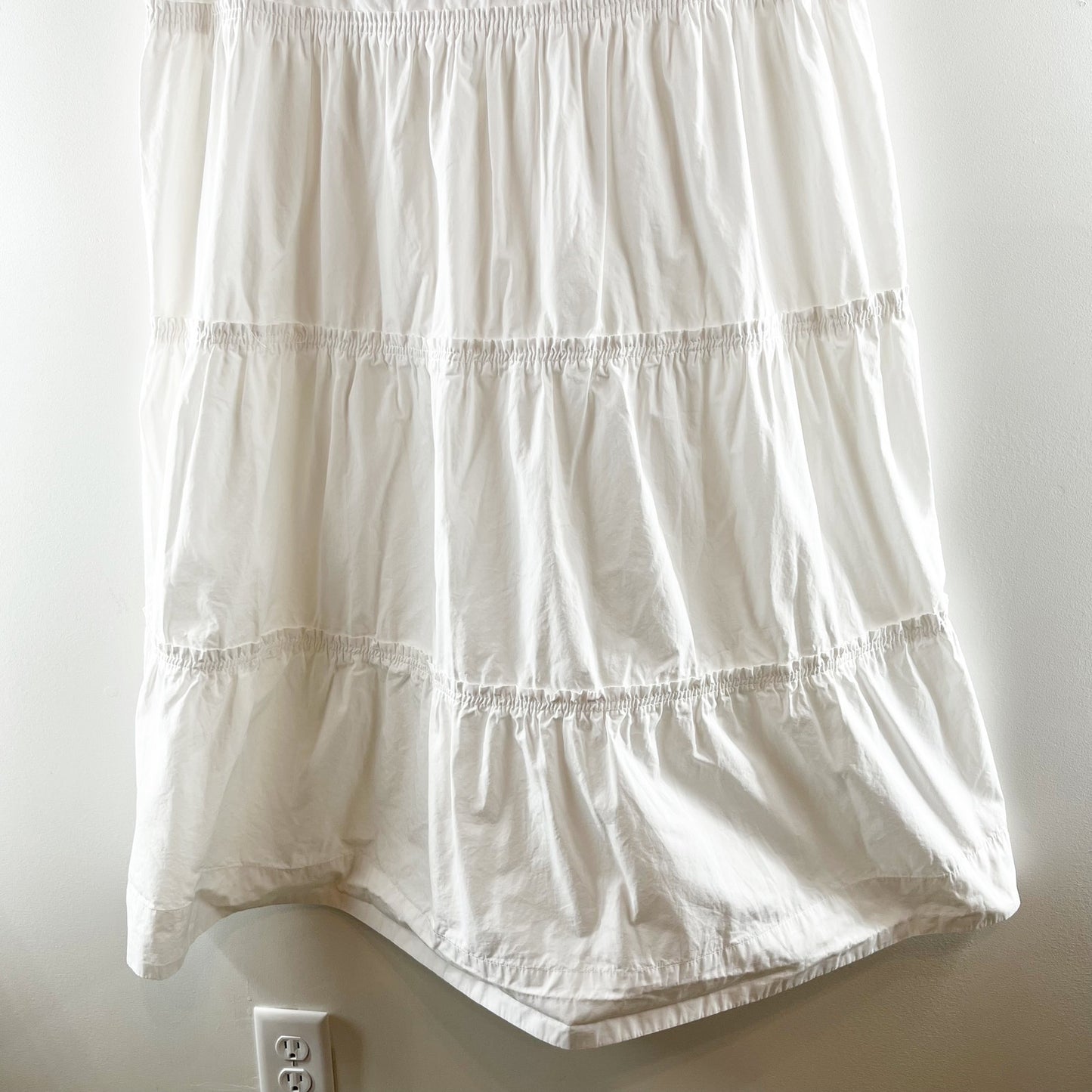 Madewell Cattail Sleeveless Cotton Poplin Tiered Midi Dress White XXL Petite