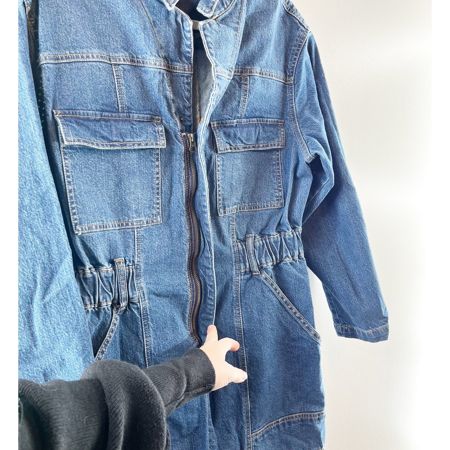 Universal Thread Denim Long Sleeve Coverall Utility Jumpsuit Blue 12