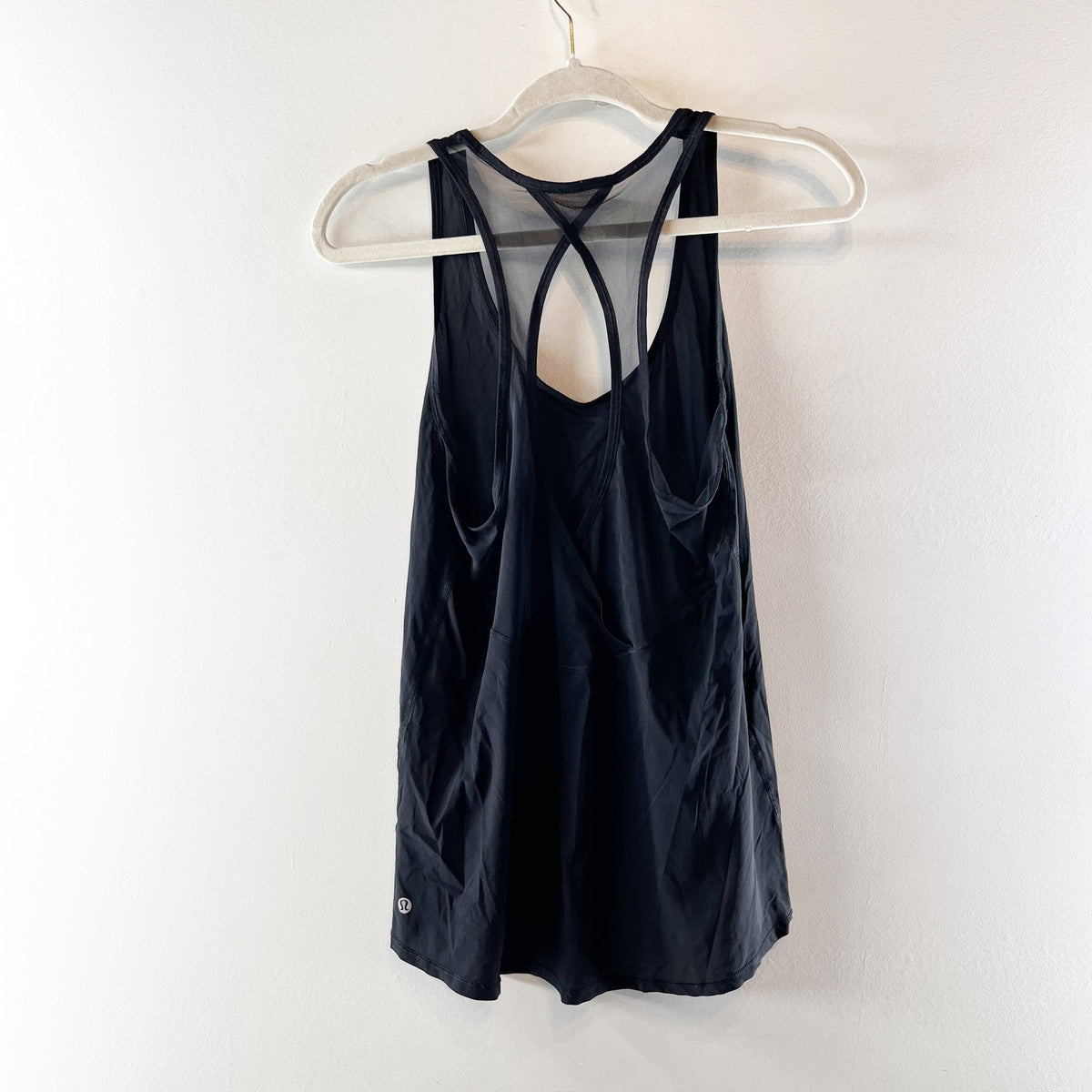 Lululemon Athletica Run Off-Route Sleeveless High Neck Mesh Back Tank Top Black