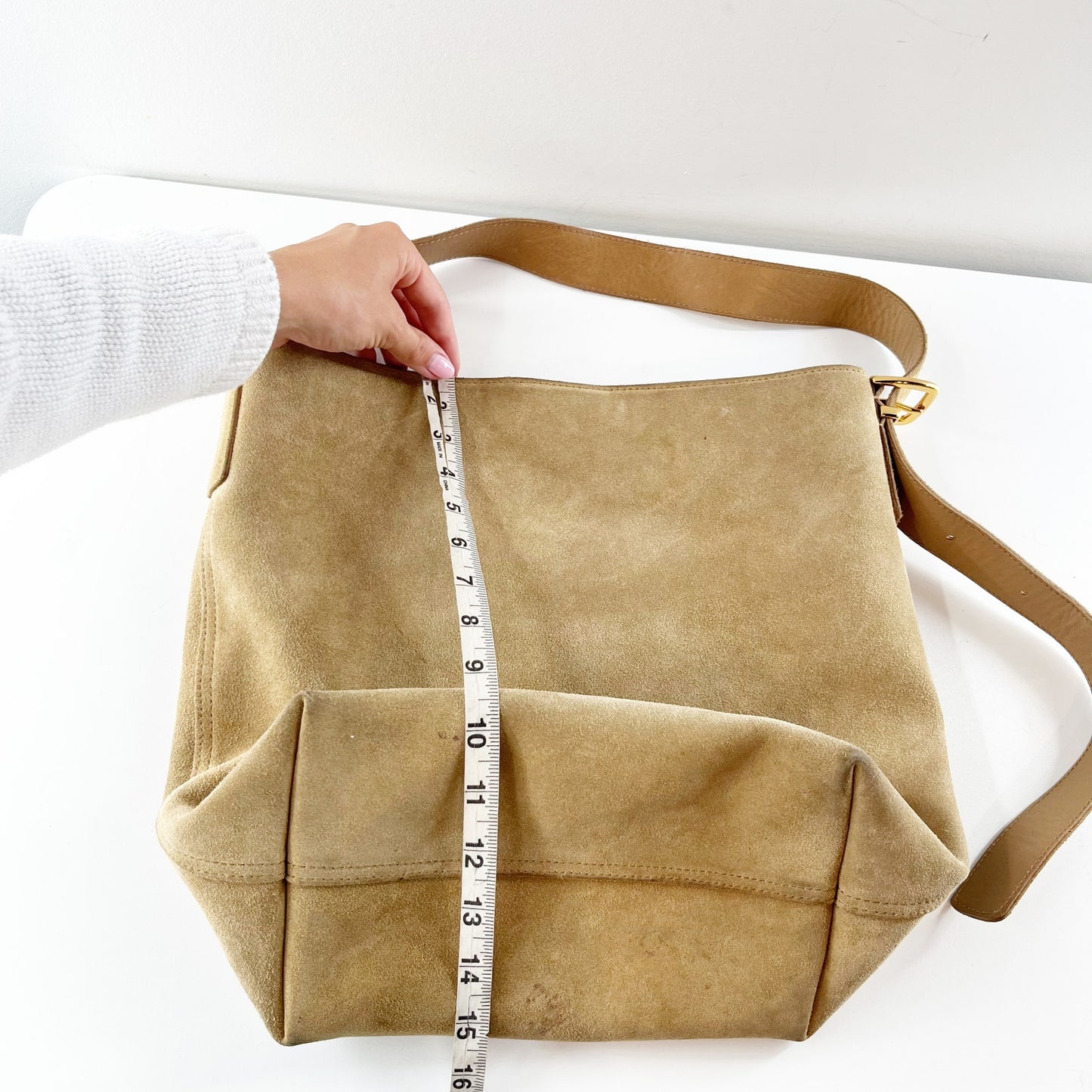 Madewell The Essential Suede Bucket Bag Purse Tawny Khaki Tan