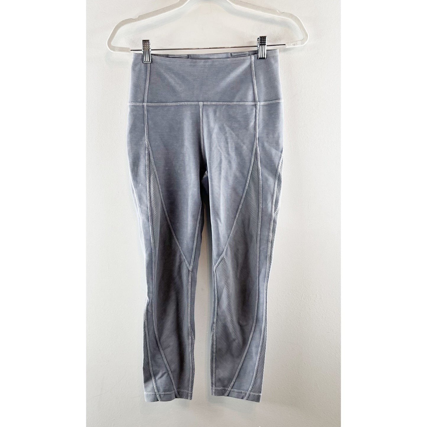 Lululemon Wunder Under Crop Leggings 23" Ribbed Snow Washed Luna Blue Gray 6
