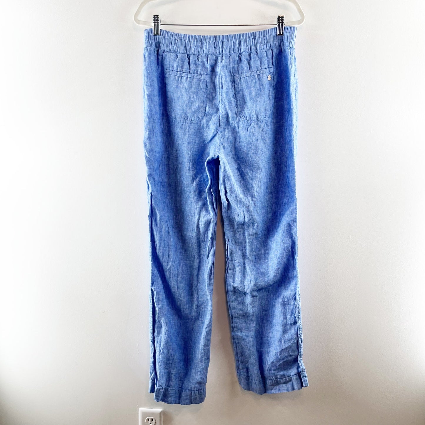 Lilly Pulitzer Deri Linen High rise Straight Leg Chambray Pants Blue Medium