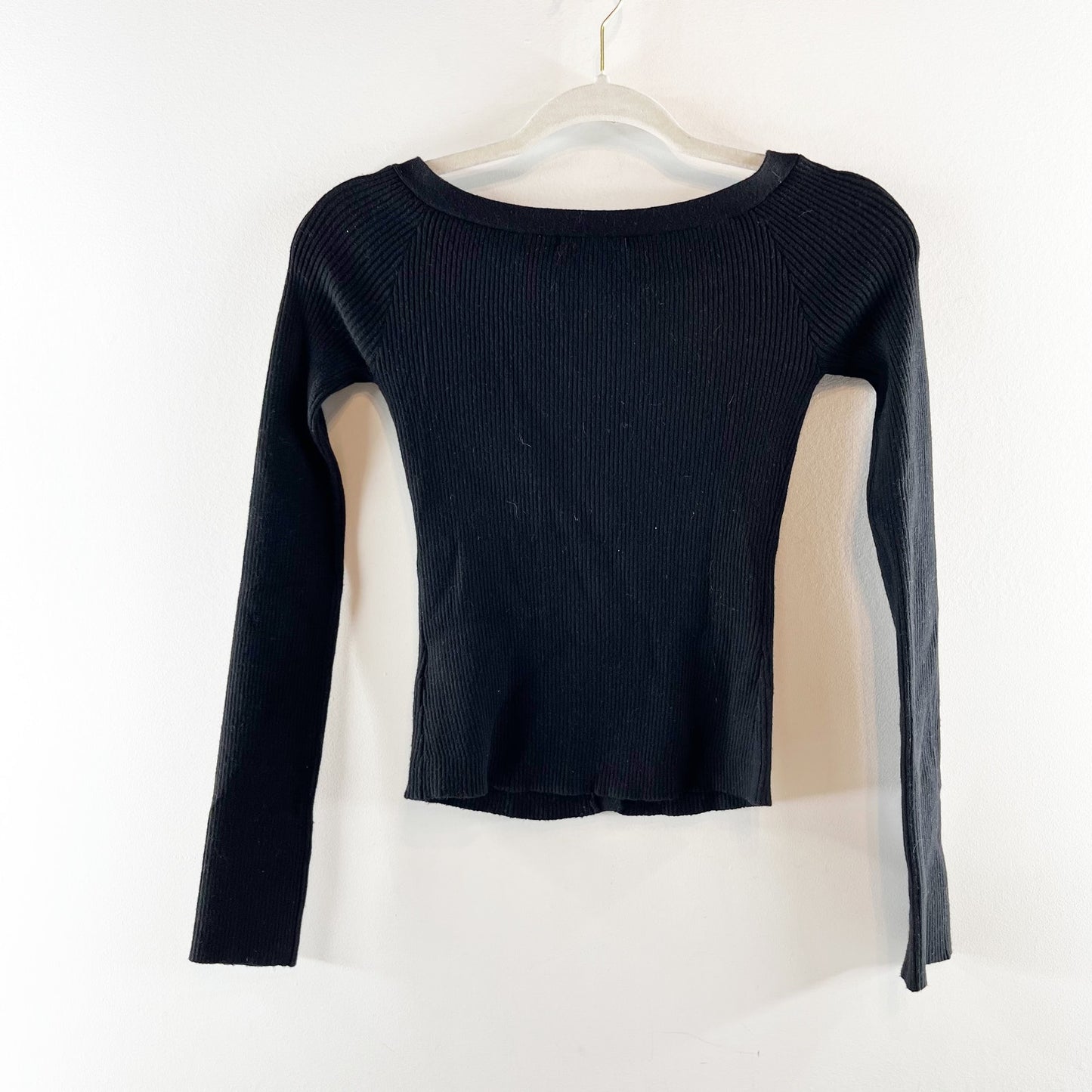 Z Supply Jovy Long Sleeve Off Shoulder Sweater Top Black Small