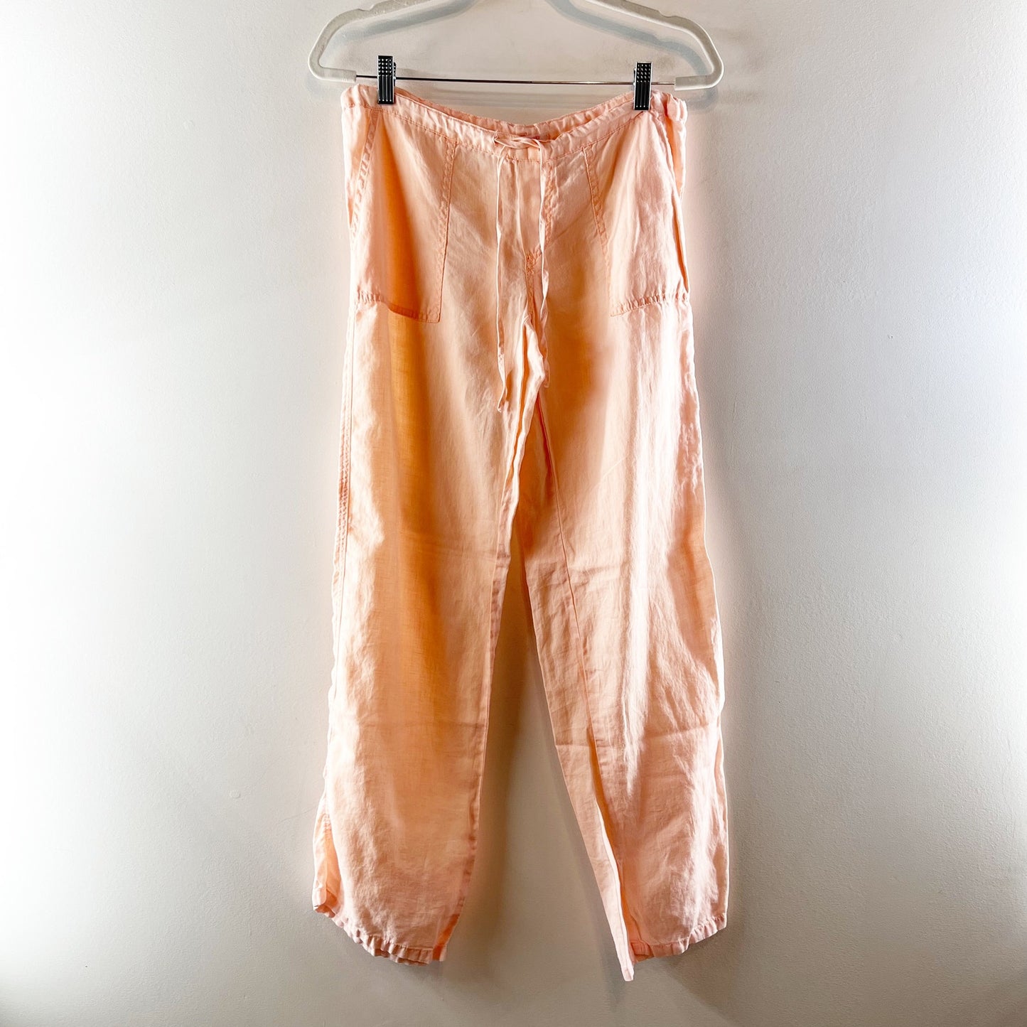 Victoria's Secret Flax Linen Low Rise Wide Leg Beach Pant Peach Orange 0