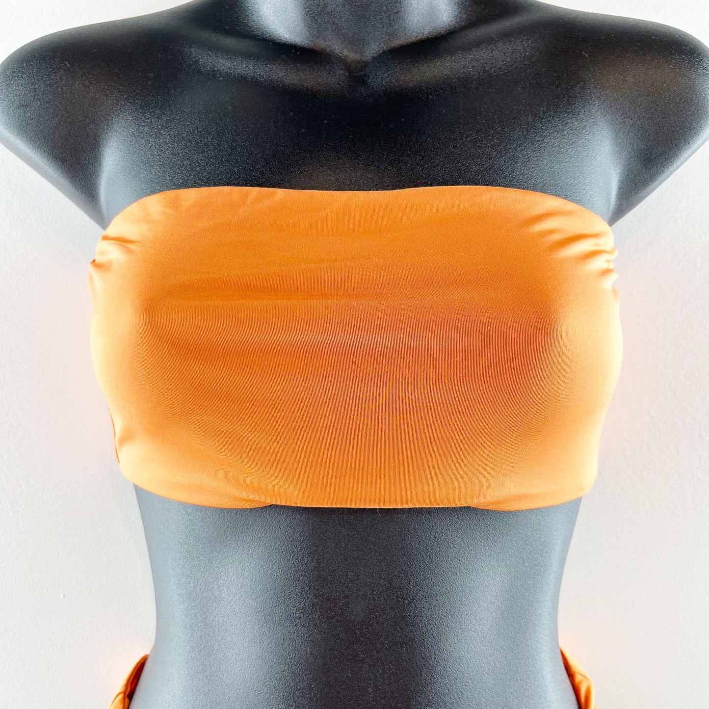 Naked Wardrobe Strapless Tube Bandeau High Cut Cheeky Bikini Orange Medium