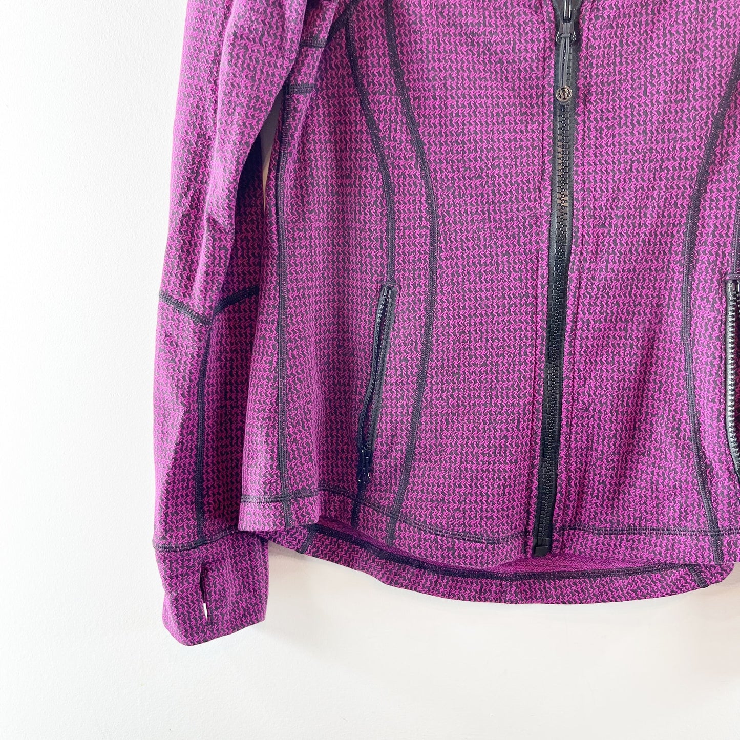 Lululemon Long Sleeve Full Zip Define Jacket Teeny Tooth Deep Fuchsia Black 10