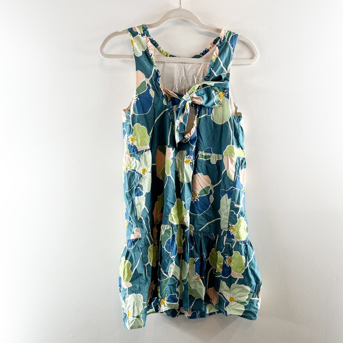 Sezane Alexandra Cotton Sleeveless Floral Mini Dress Green 36 / US 2-4