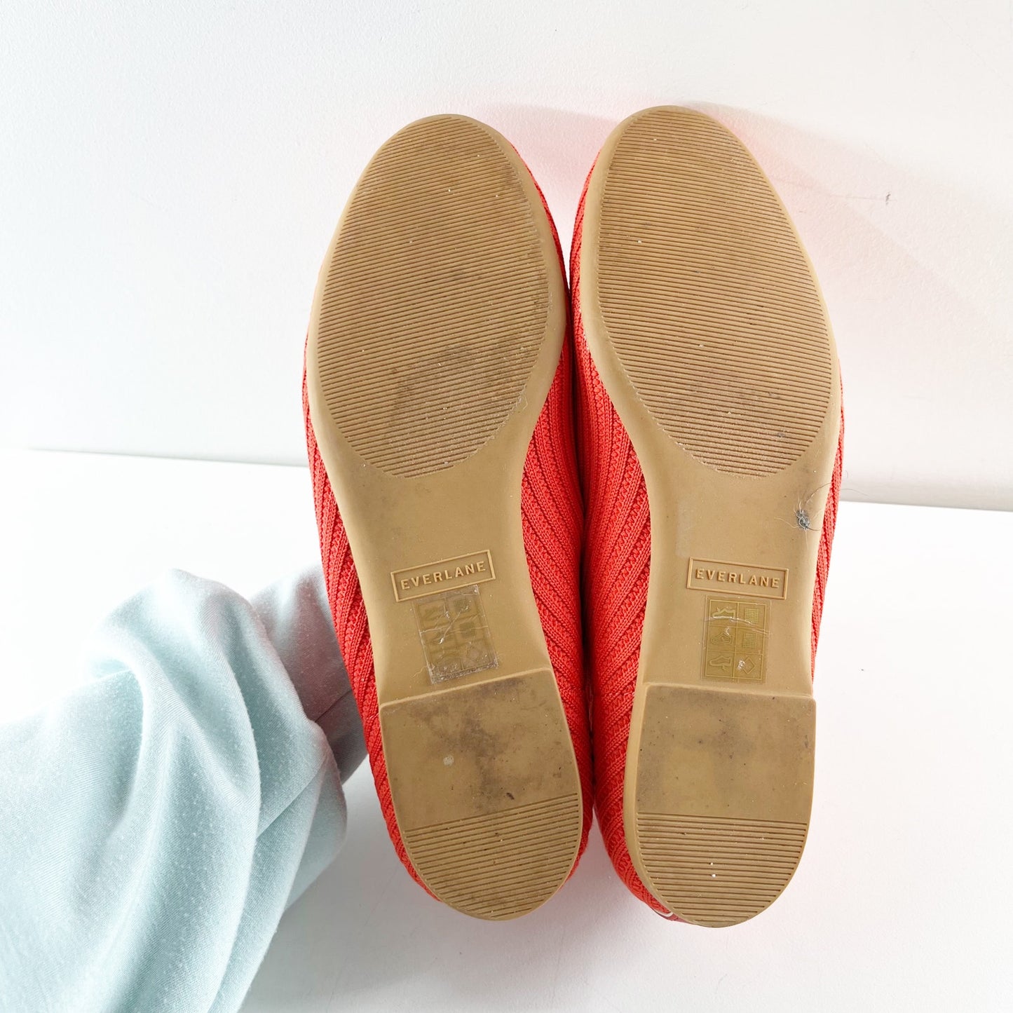 Everlane The Day Glove Knit Ribbed Ballet Flats Shoes Poppy Red 8