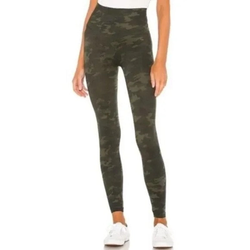 Spanx High Rise Compression Seamless Full Length Camo Leggings Green XL