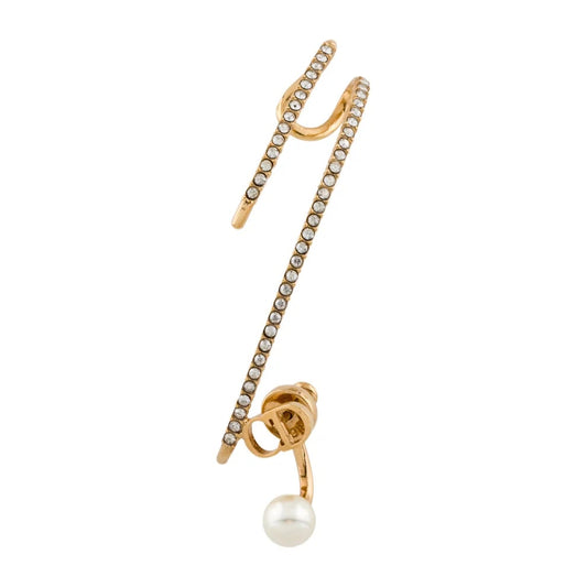 Christian Dior Gold Plated Crystal & Faux Pearl Clair D Lune Ear Cuff Earring