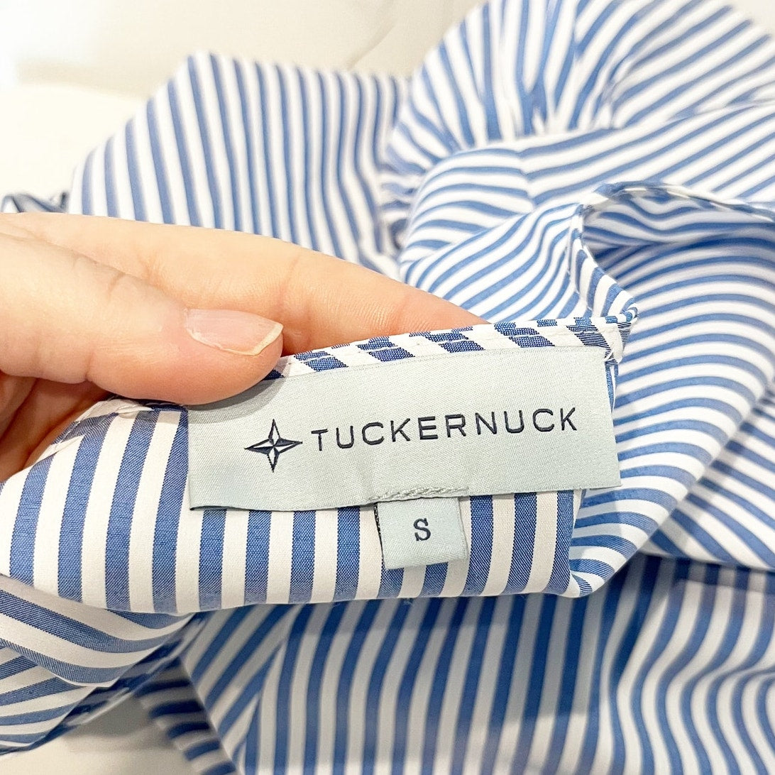 Tuckernuck Easton Striped Long Sleeve V Neck Blouse Blue Small