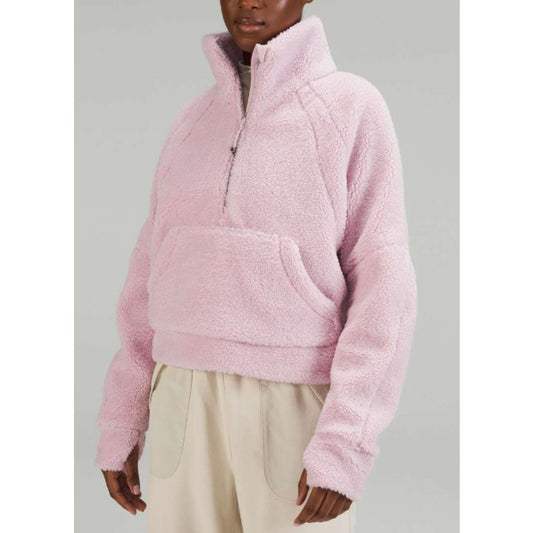 Lululemon Pink Peony Scuba Oversized Fleece Funnel Neck 1/2 Zip Sweatshirt XS/S