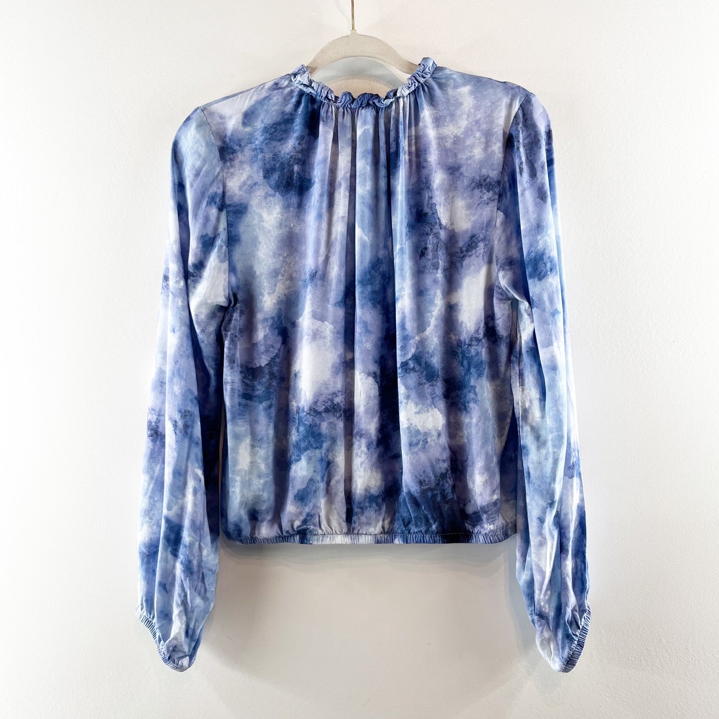 Cloth & Stone by Anthropologie Tie-Dye High Neck Blouse Top Blue Motif Medium