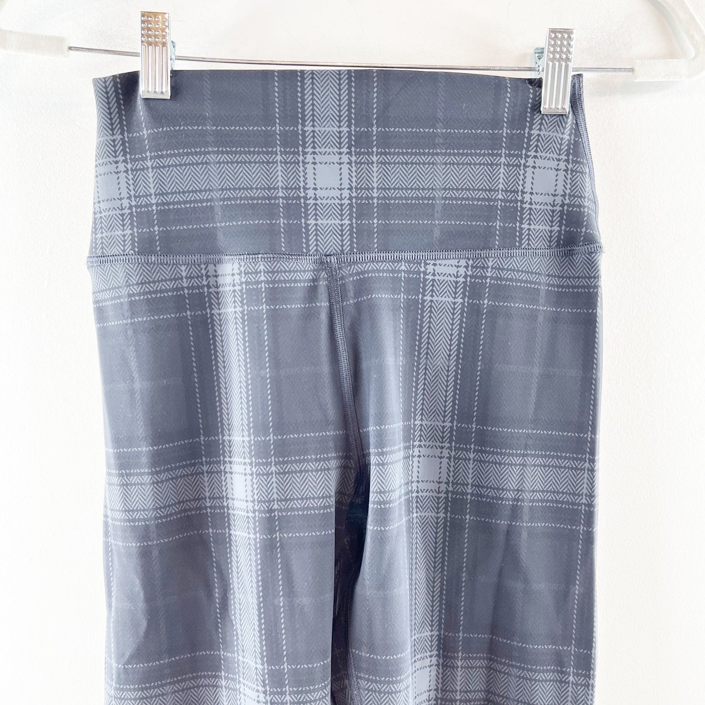 Alo Yoga Plaid High Rise Vapor Full Length Leggings Black Gray Small