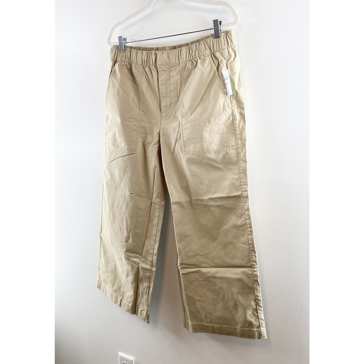 GAP Easy High Rise Wide Leg Trouser Pants Khaki Tan Large Petite