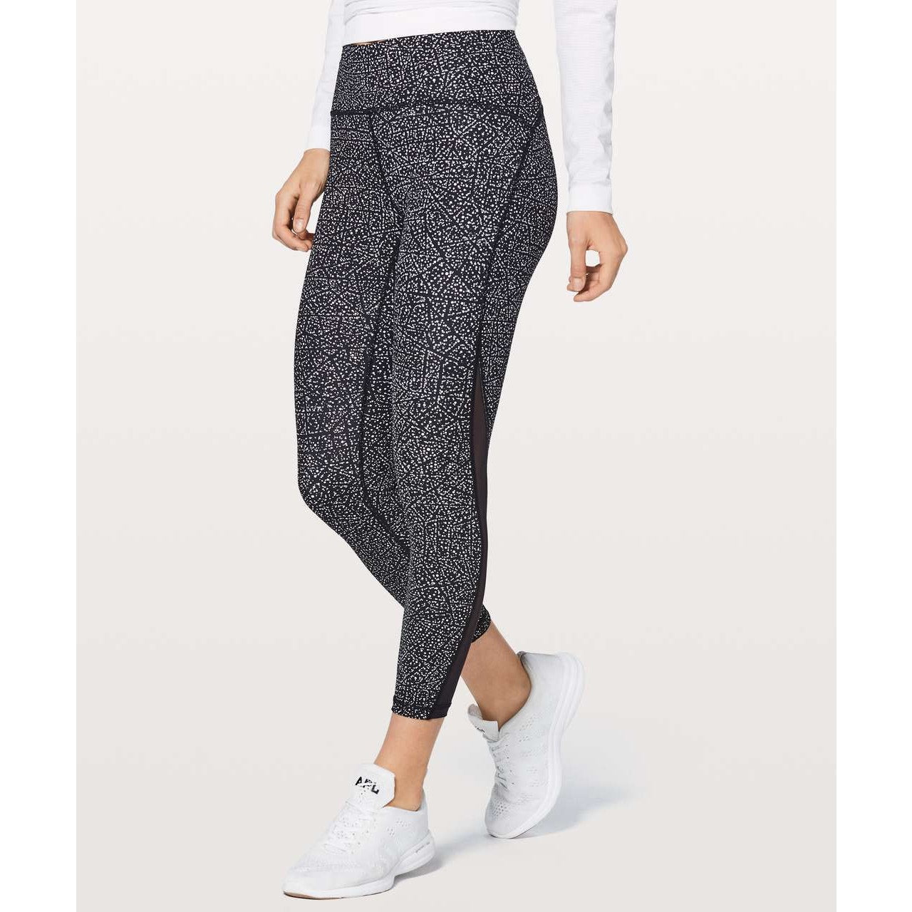Lululemon Train Times 7/8 Legging Pants 25" Night View White Black 8