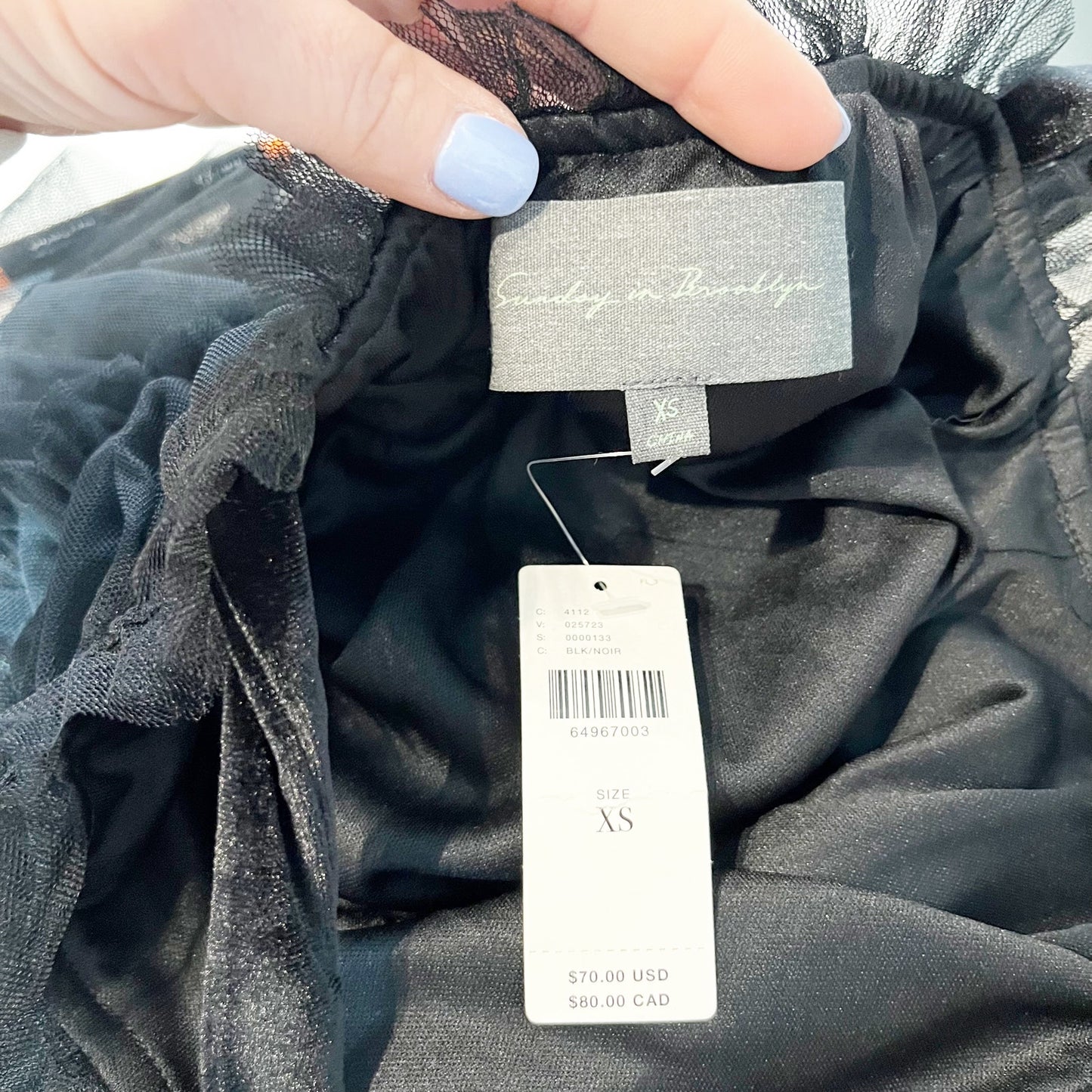 Sunday In Brooklyn Anthropologie Velvet Tie Strap Tulle Peplum Tank Top Black XS