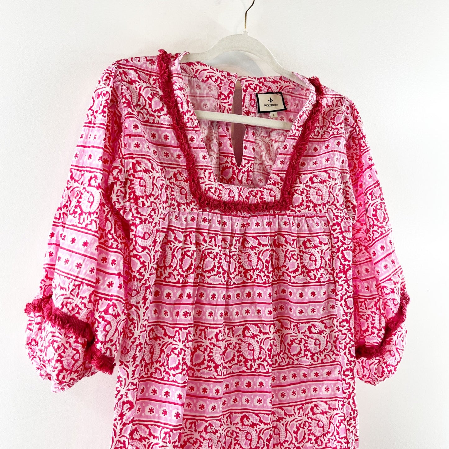 Tuckernuck Heat Wave Catalans Cotton Mini Cover Up Dress Pink Red Small