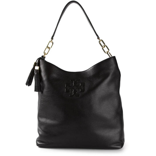 Tory Burch Thea Hobo Leather Tote Bag Purse Black