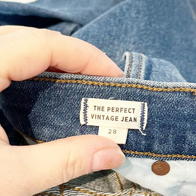 Madewell High Rise Perfect Vintage Straight Leg Ankle Jeans Blue 28