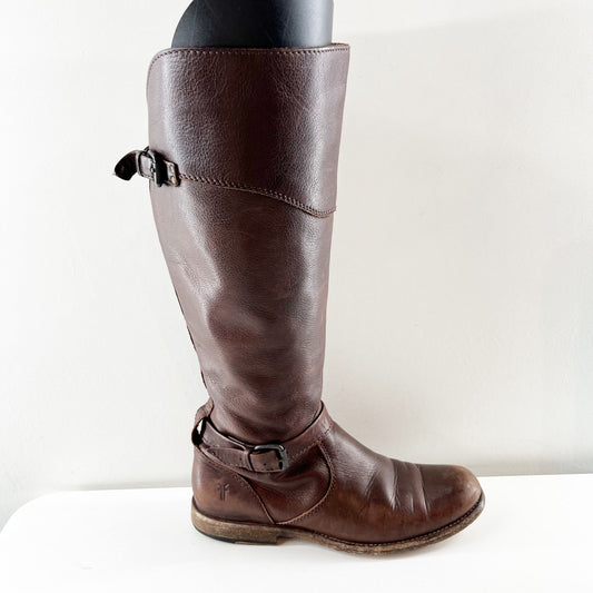 Frye Knee High Leather Phillip Equestrian Riding Boots Dark Brown 9