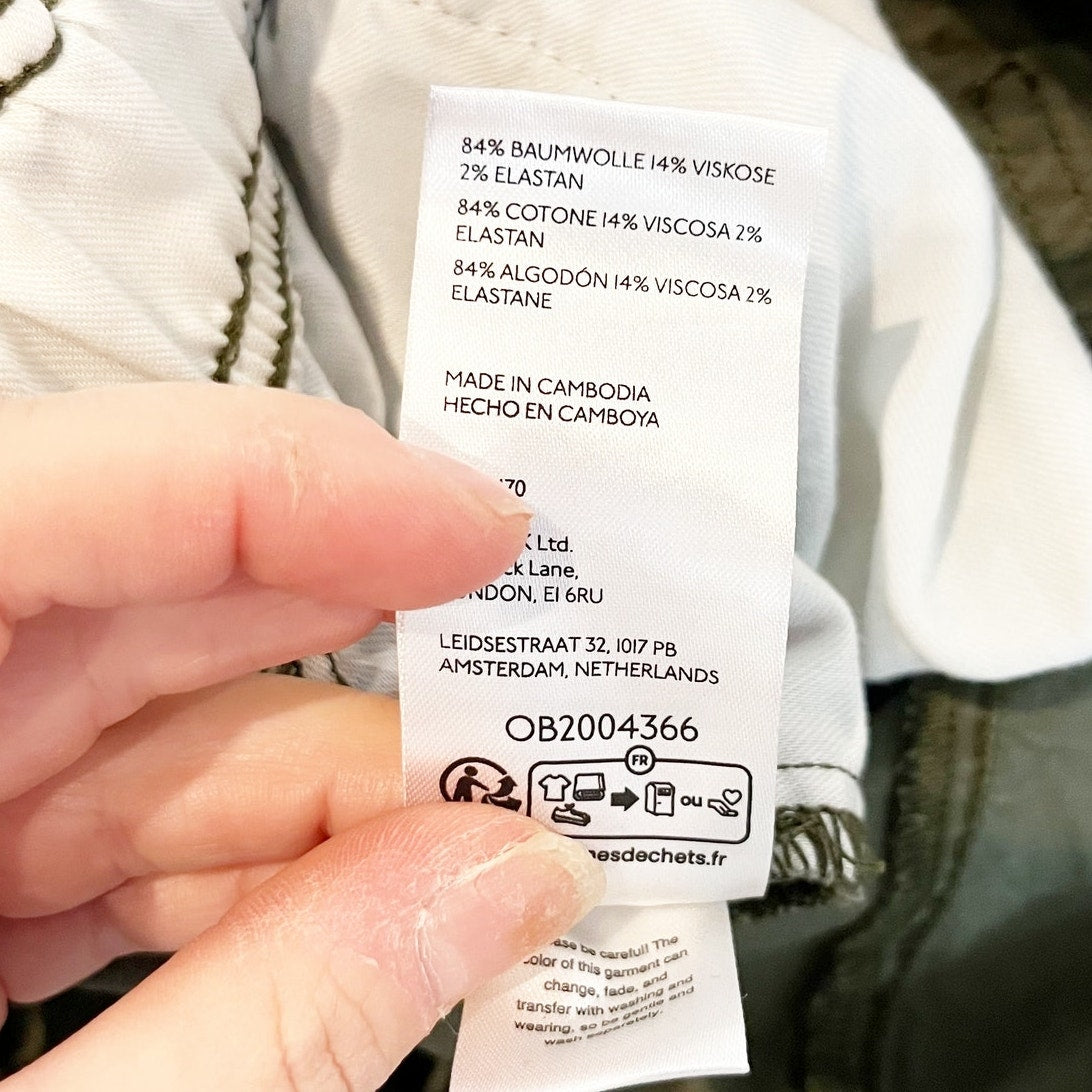 Pilcro Anthropologie High Rise Wide Leg Cropped Utility Pants Green XL