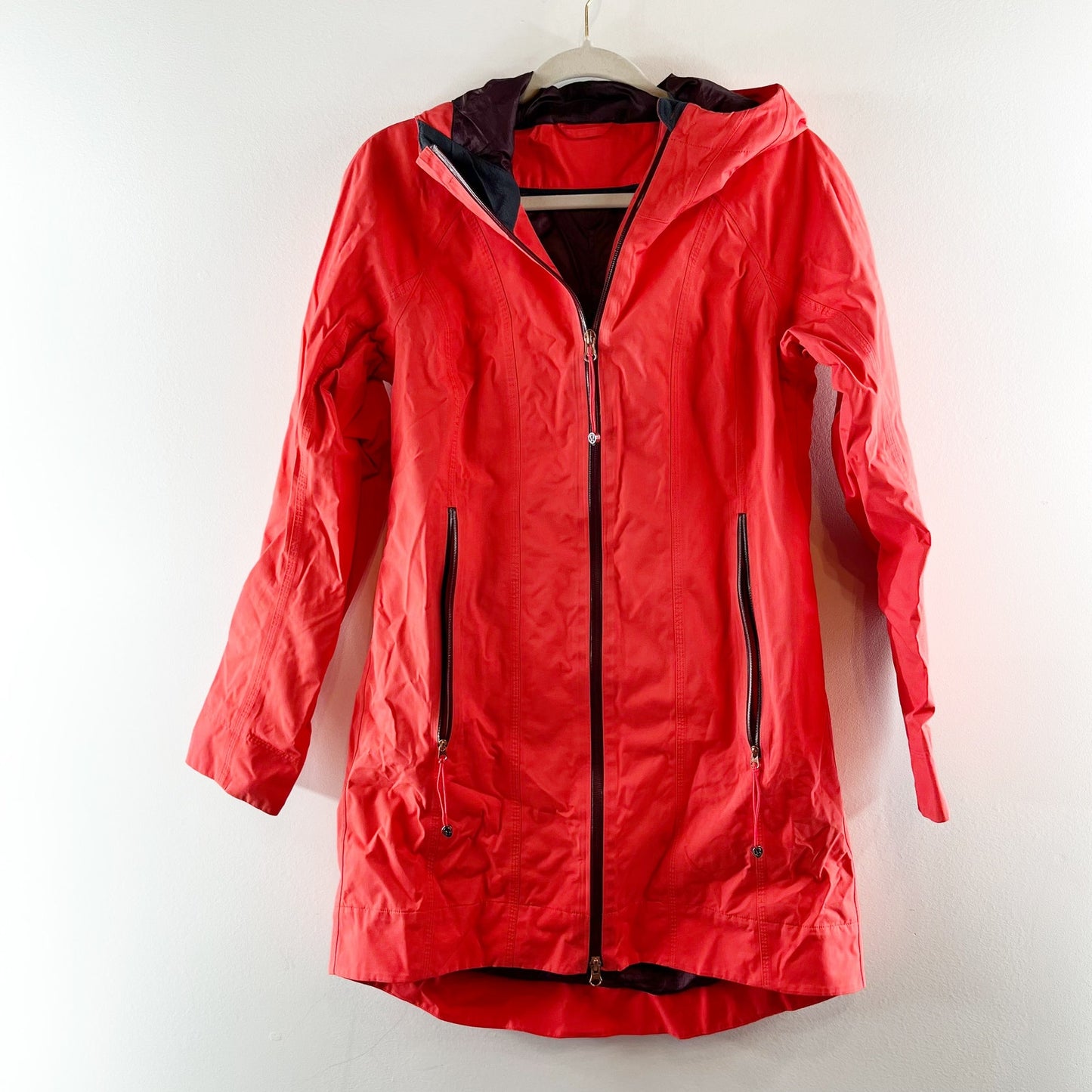 Lululemon Athletica Full Zip Right As Rain Jacket Parka Flare Bordeaux Drama 6