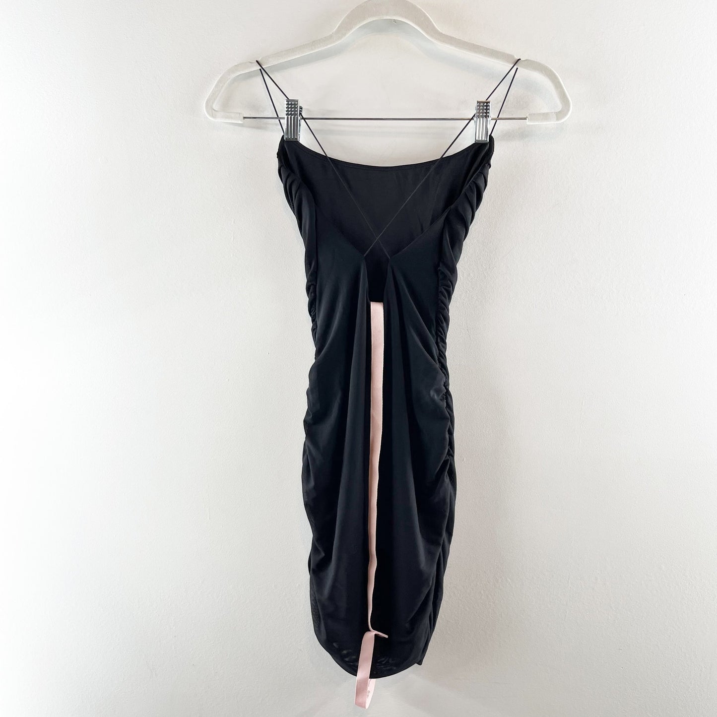 Oh Polly X Back Ruched Mini Dress Black 2