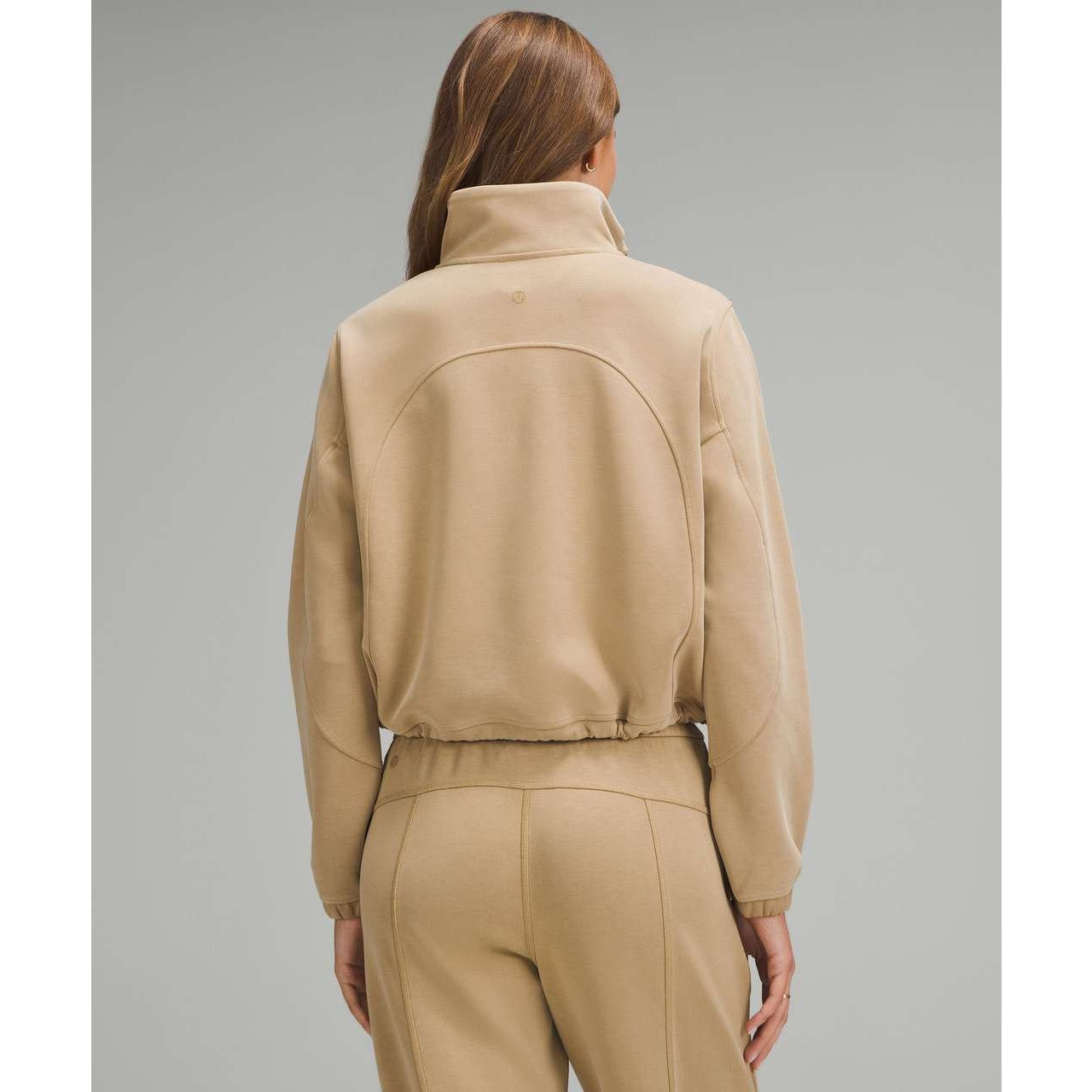 Lululemon Brushed Softstreme Half Zip Cropped Pullover Sweatshirt Neutral Tan 4