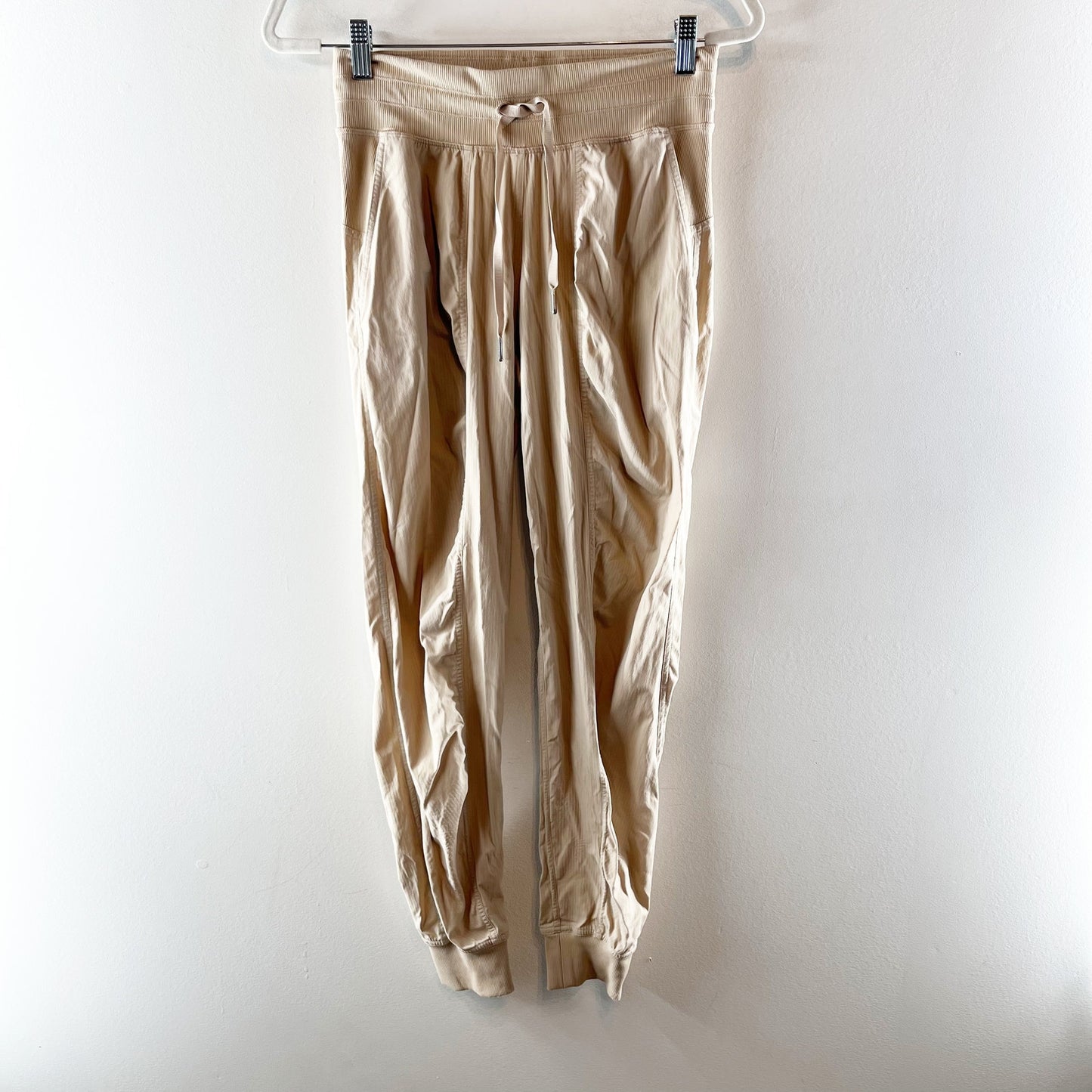 Lululemon Athletica Dance Studio Drawstring Jogger Pants Lined Trench Tan 4
