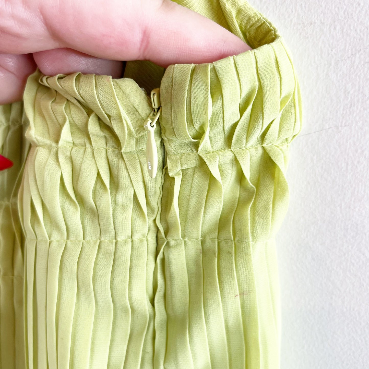 Adrienne Landau Plisse Midi Slip Dress in Green Glow 6