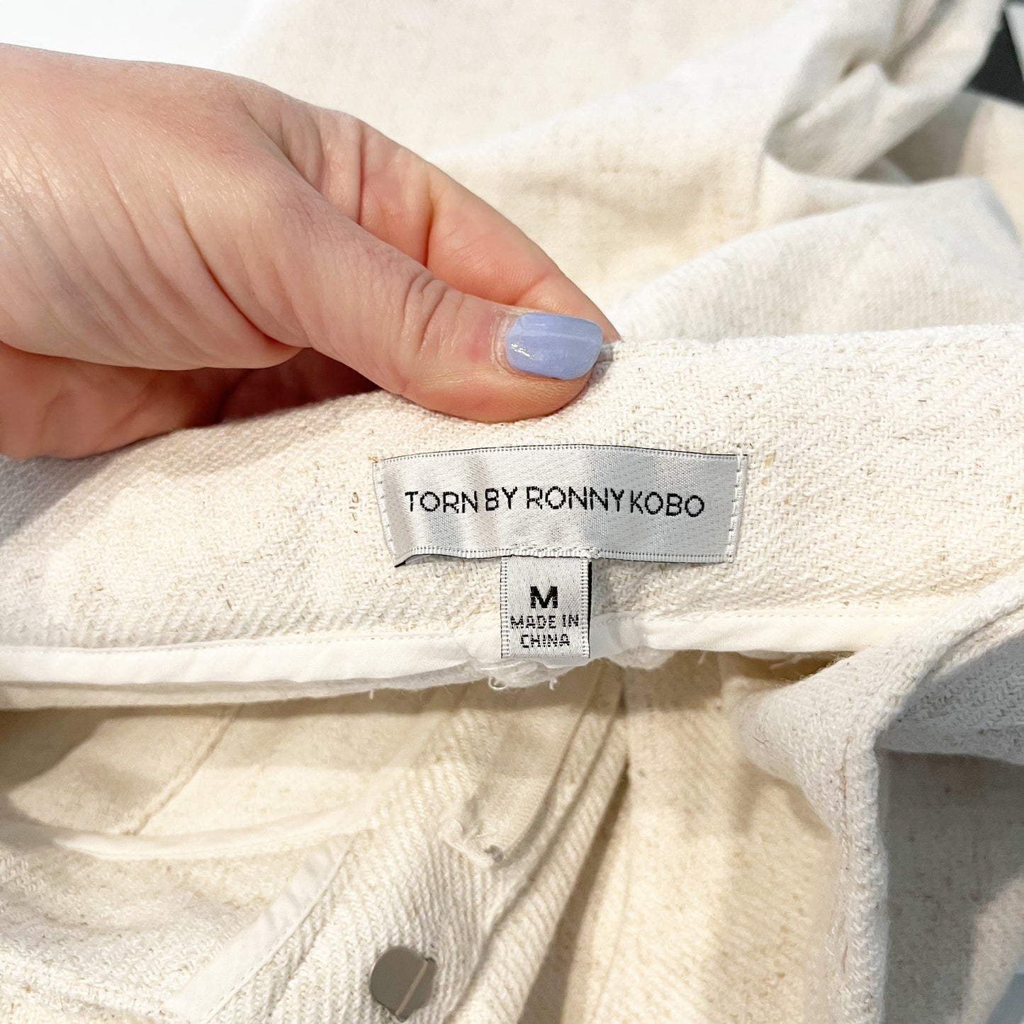 Torn by Ronny Kobo Bernard Wide Leg Trouser Pants Light Ash Cream Medium