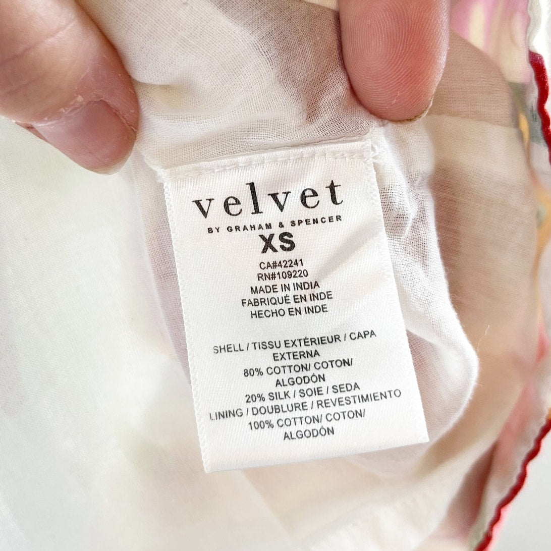 Velvet by Graham & Spencer Rachel Floral Puff Sleeve Mini Dress White Pink XS