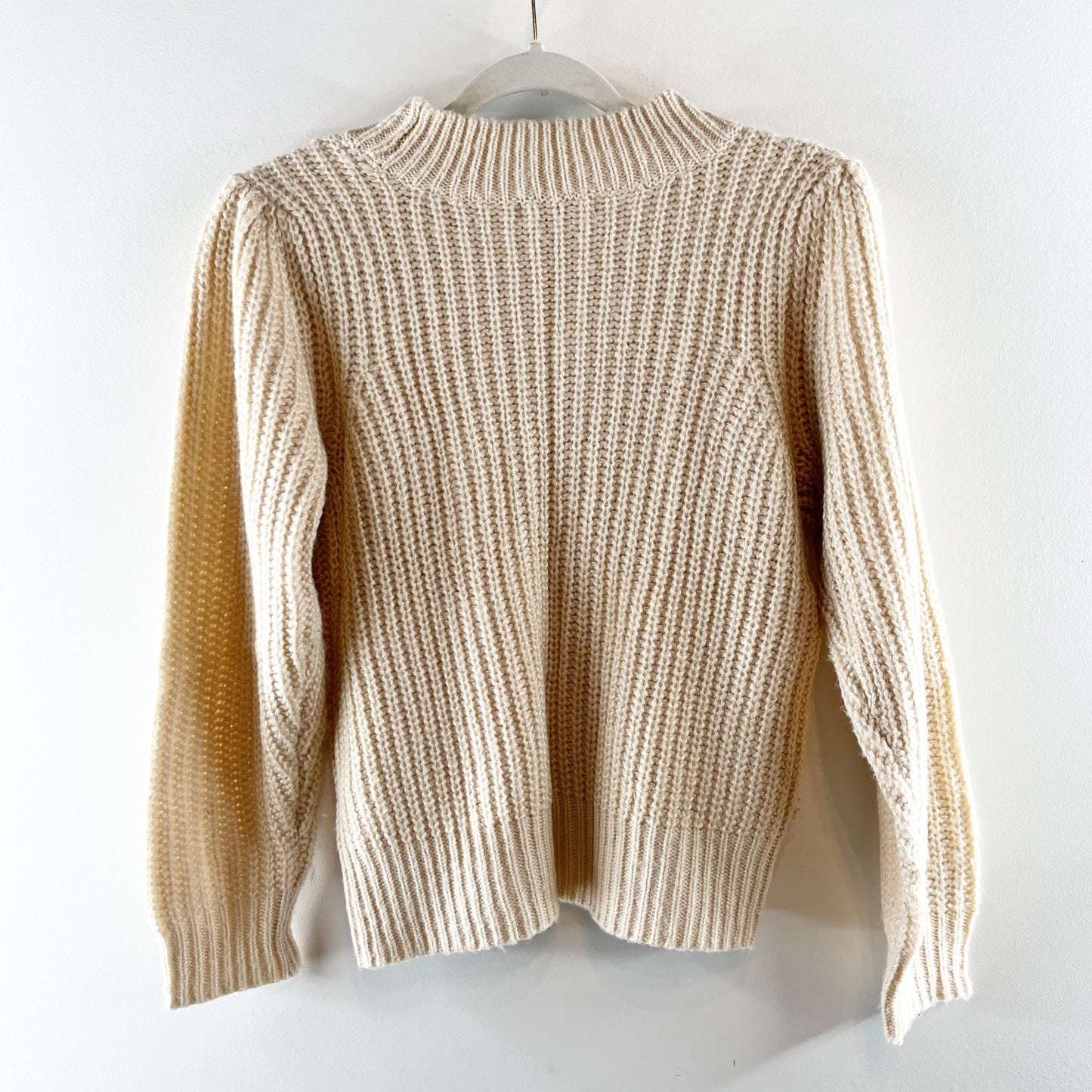 525 Crewneck Knit Pullover Long Sleeve Sweater Cream Small