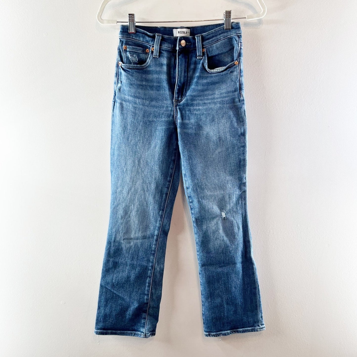 Pistola Lennon High Rise Boot Cut Crop Jeans Fling Vintage Wash Blue 26