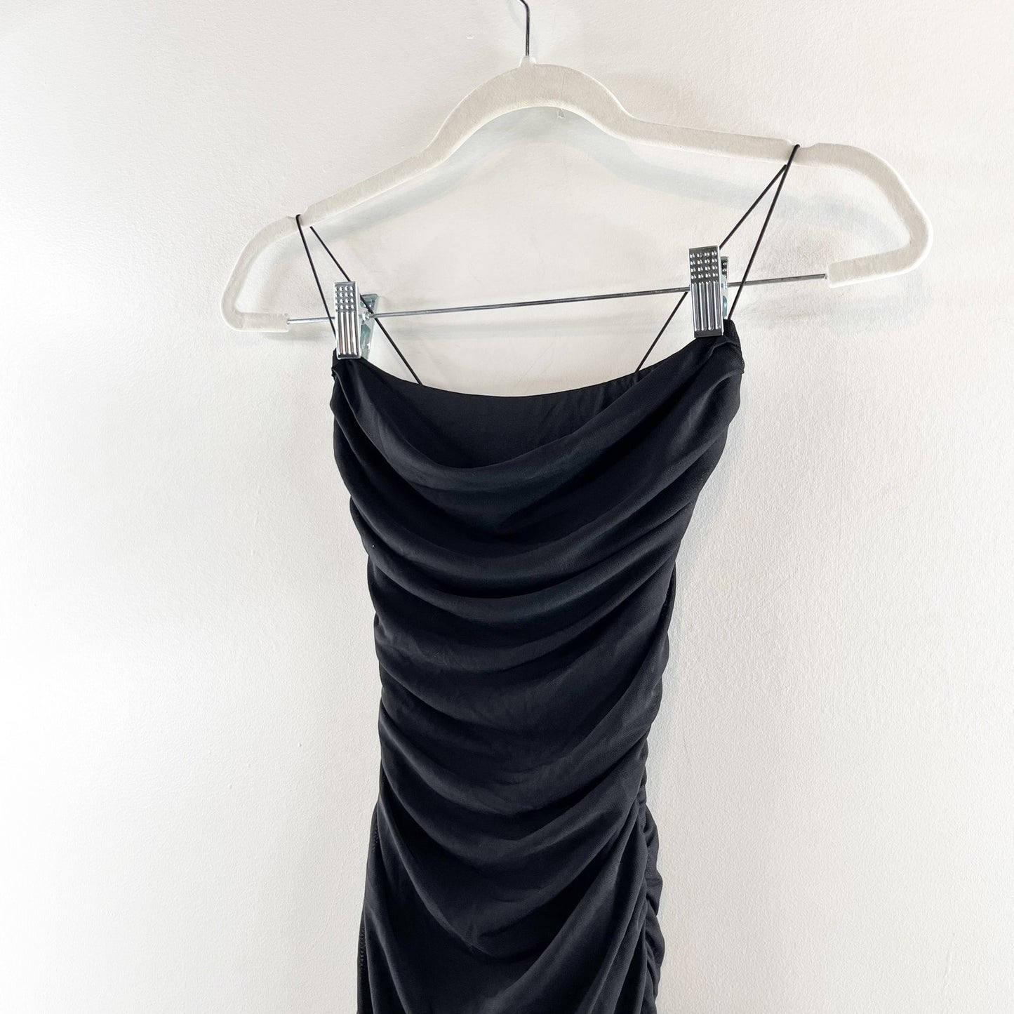 Oh Polly X Back Ruched Mini Dress Black 2