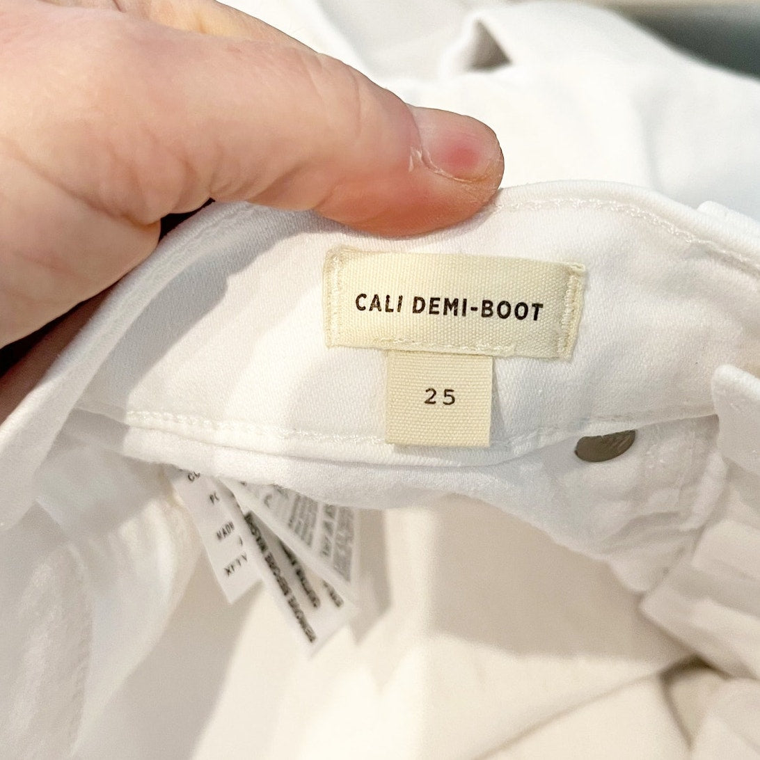 Madewell Cali Demi Boot Cut Mid Rise Cropped Jeans Pure White 25