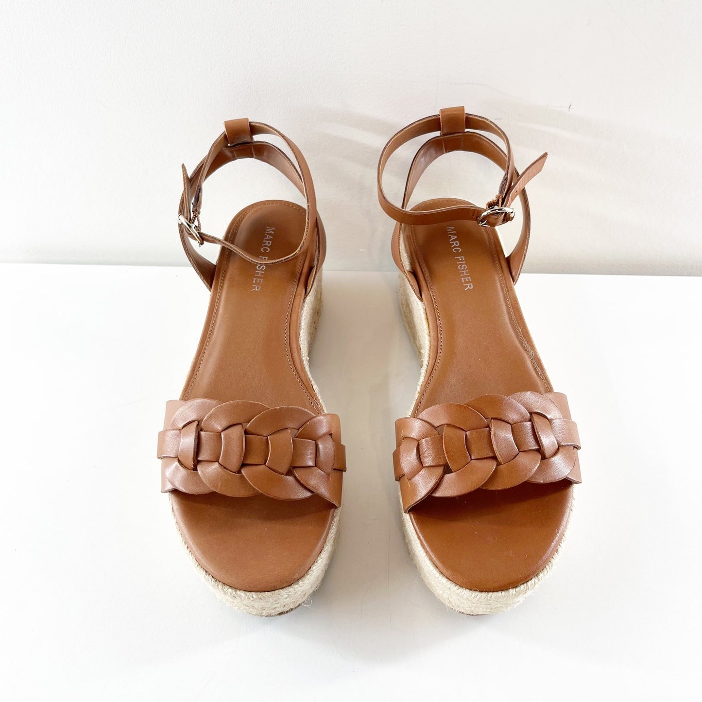 Marc Fisher Jinky Platform Espadrille Sandal Shoes Brown 7.5