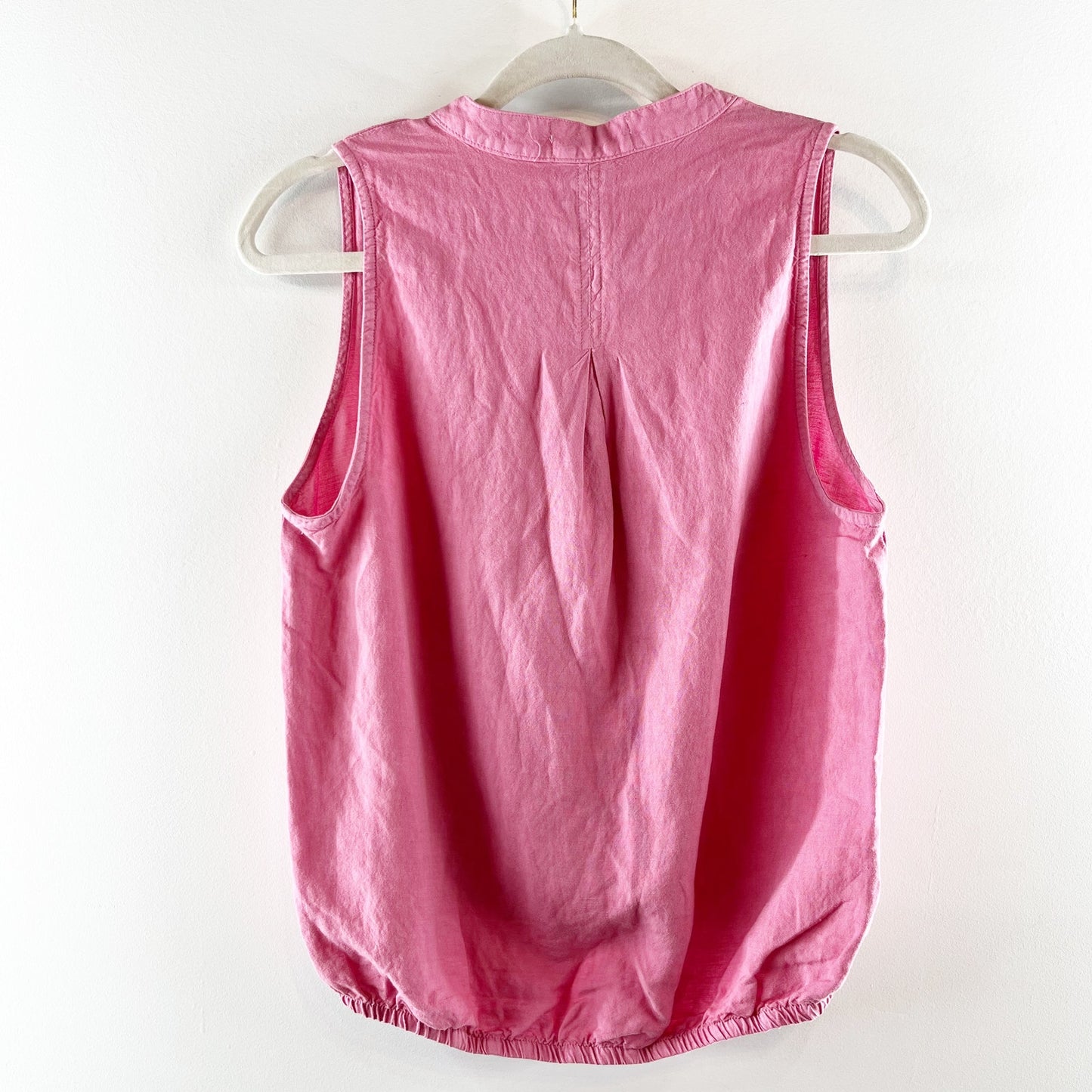 Cloth & Stone Half Placket Linen Blend Tank Top Vintage Berry Pink Small